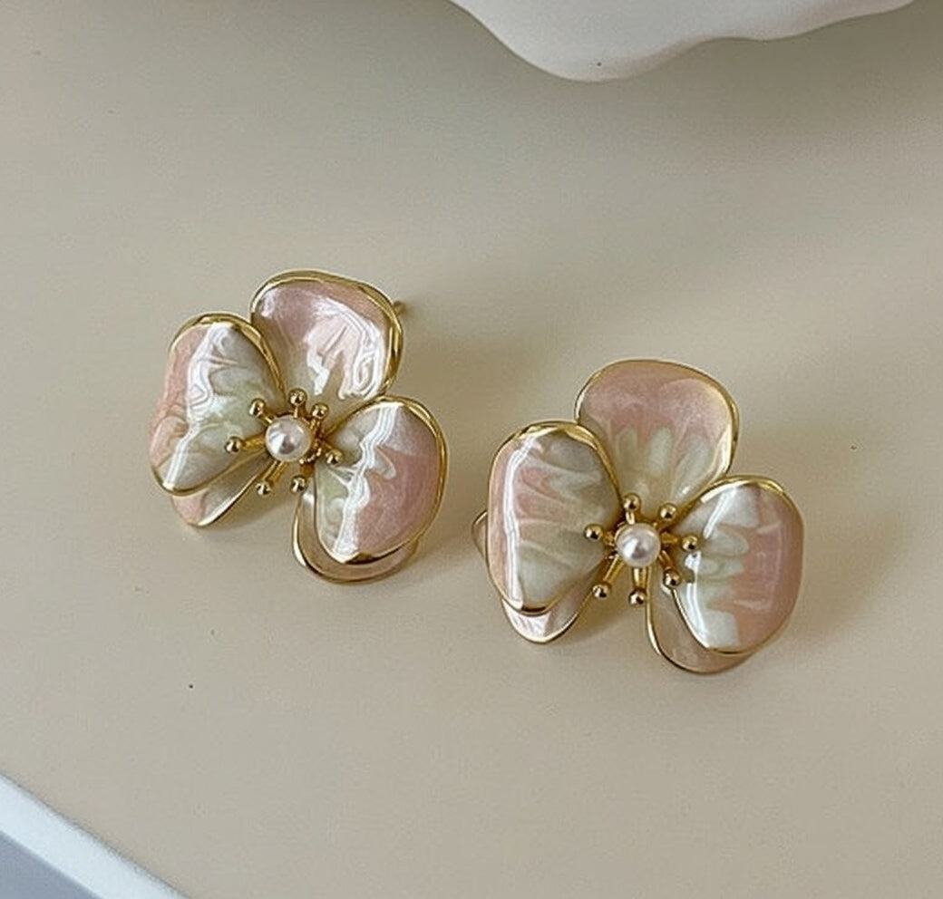Cute Small Enamel Flower Earrings