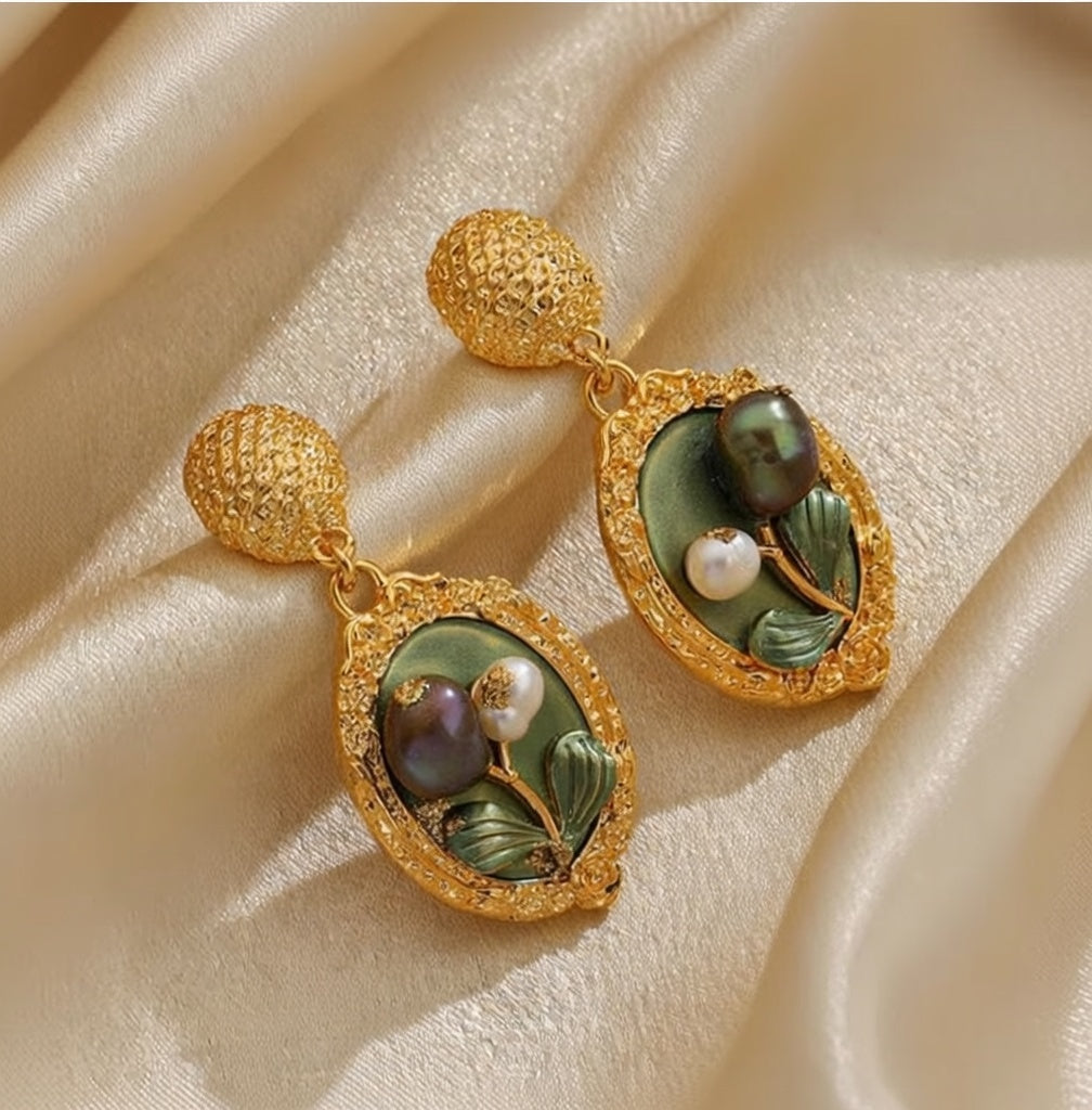 Green Garden Earrings