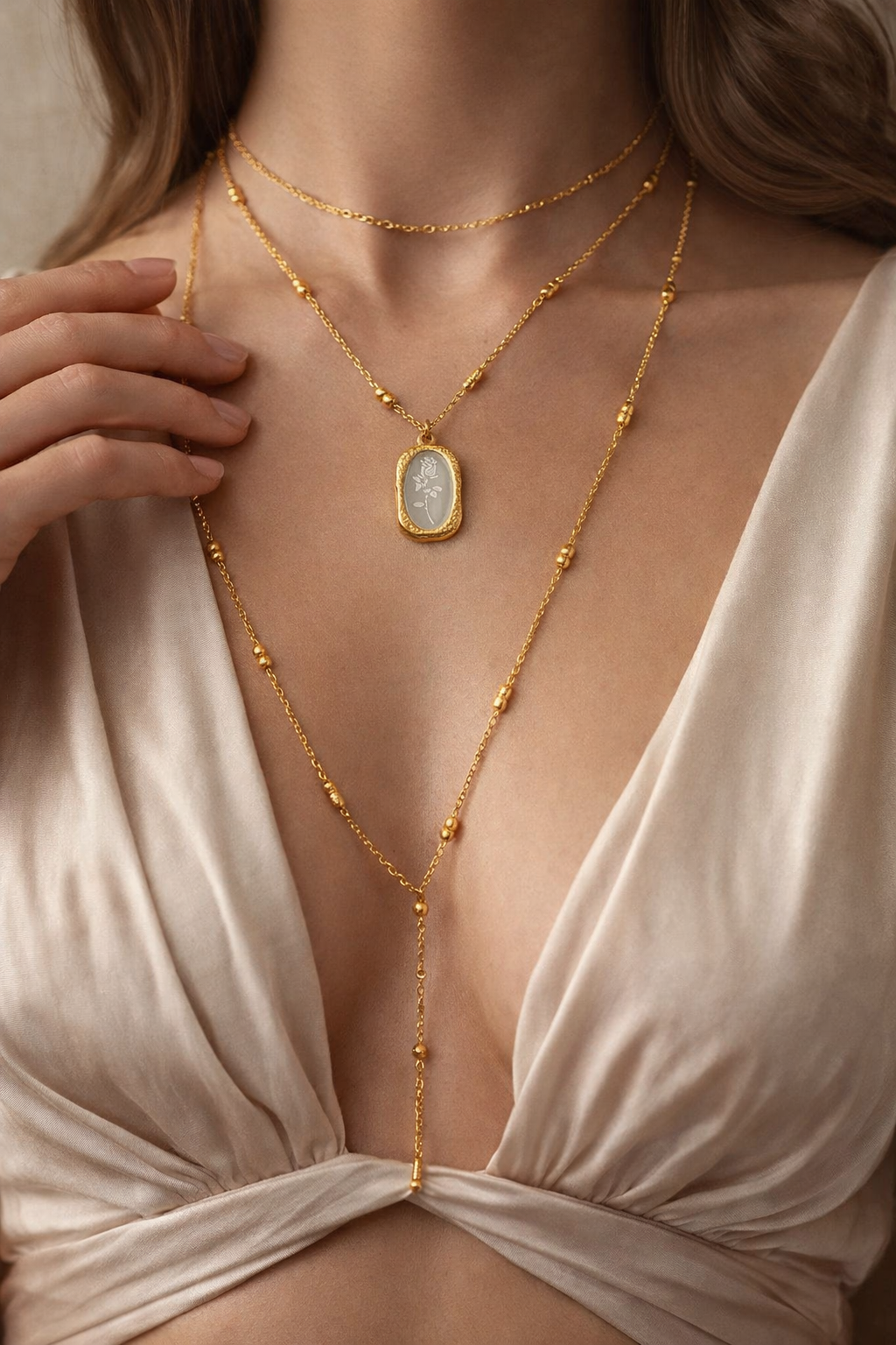 Rose Gold Glass Pendant Necklace