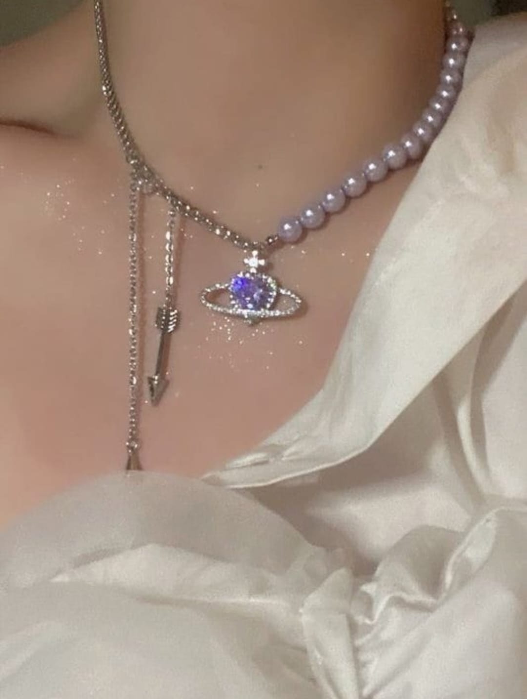 Lavender Love Planet Pearl Necklace