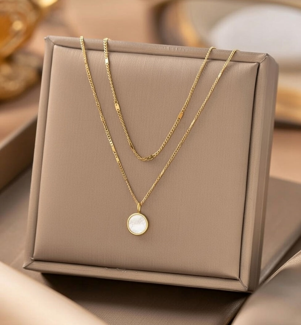 Double Layered White Stone Necklace