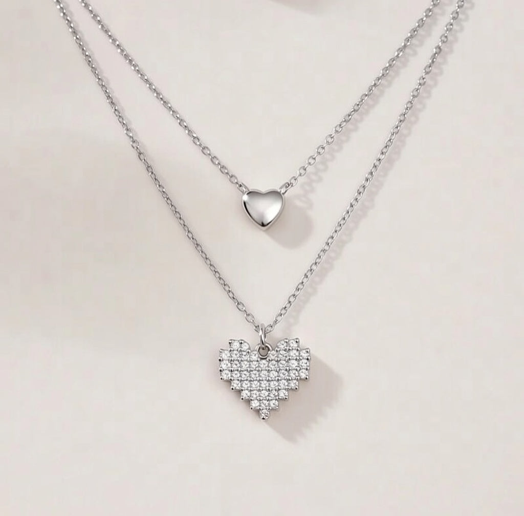 Rhinestone Double Layered Heart Chain