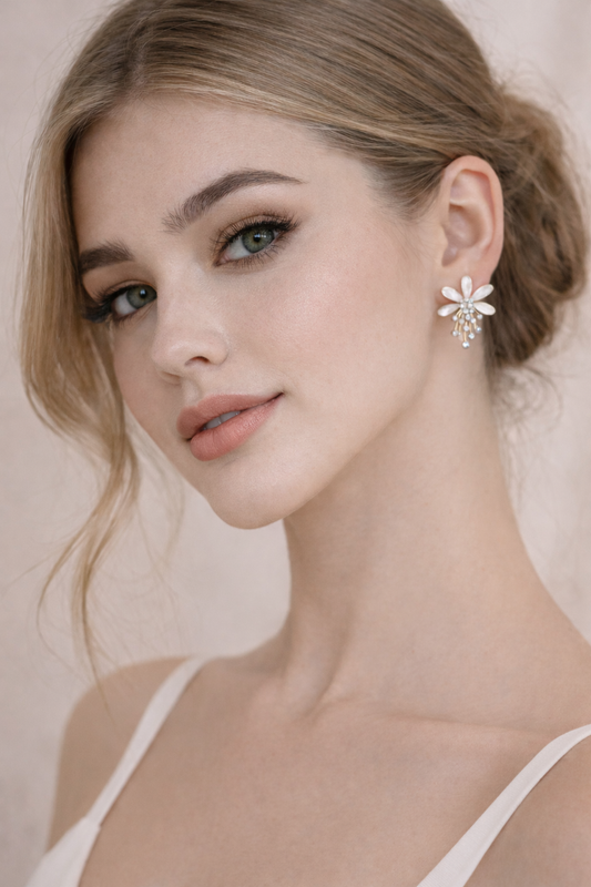 Crystal Fairy Flower Pearl Stud