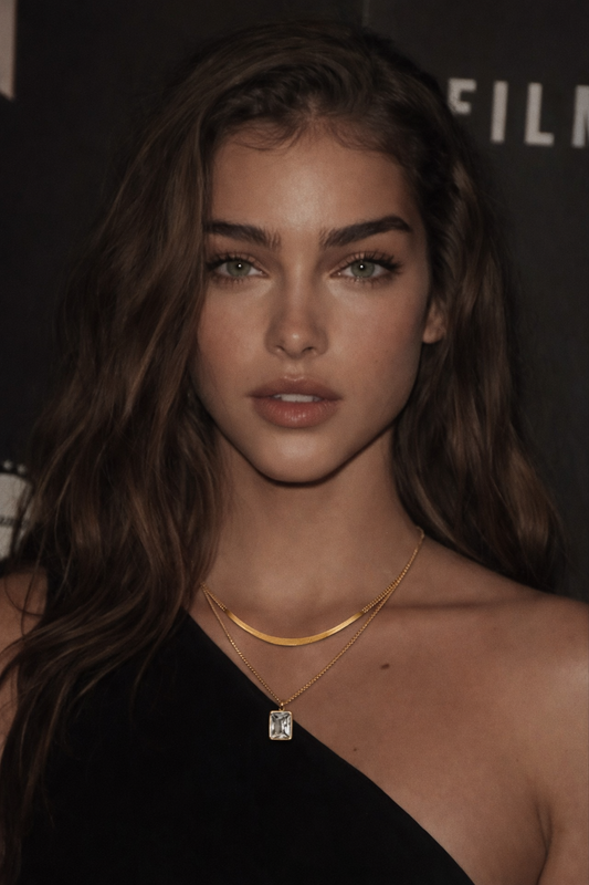 White Enamel Stone Double Layered Chain