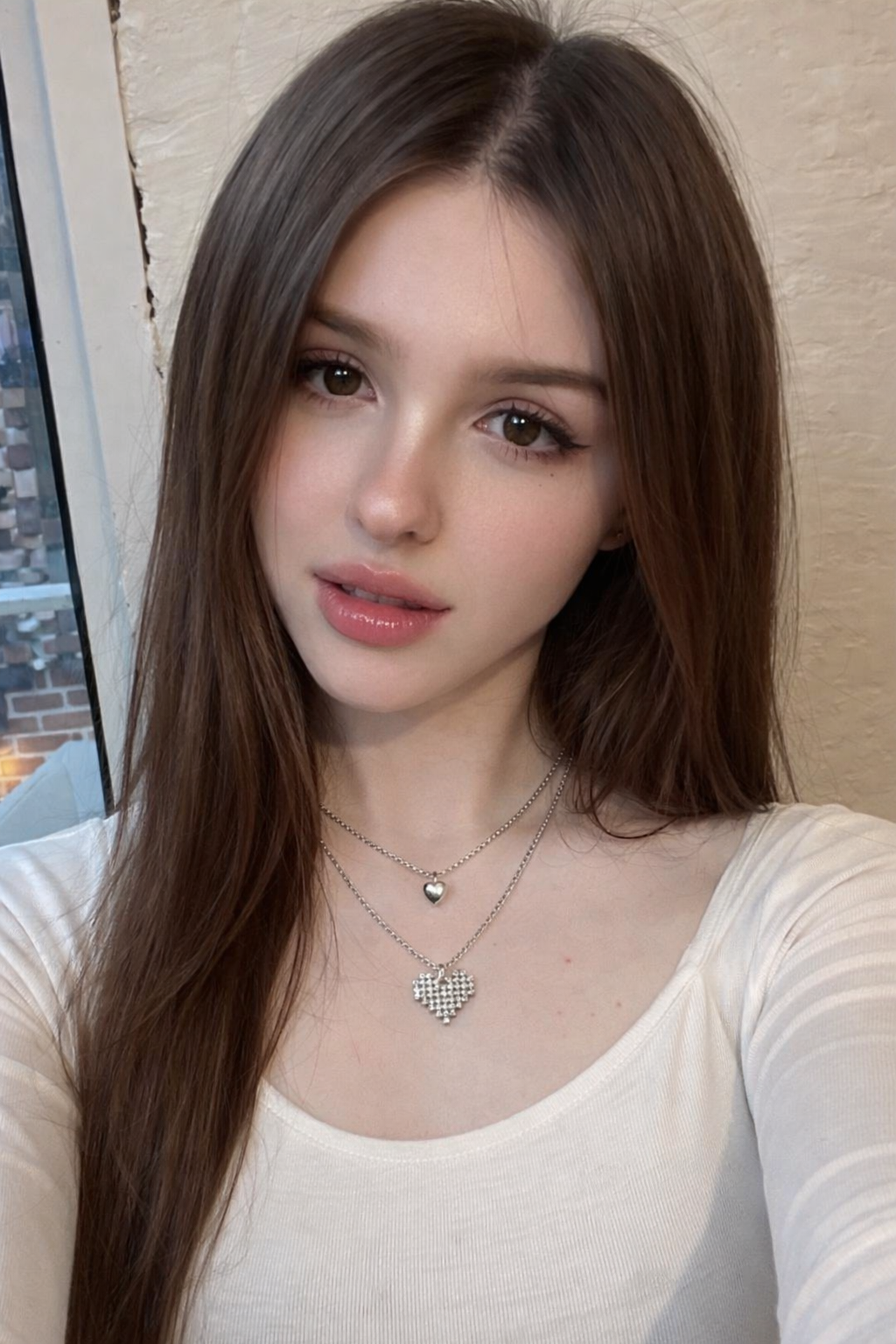 Rhinestone Double Layered Heart Chain