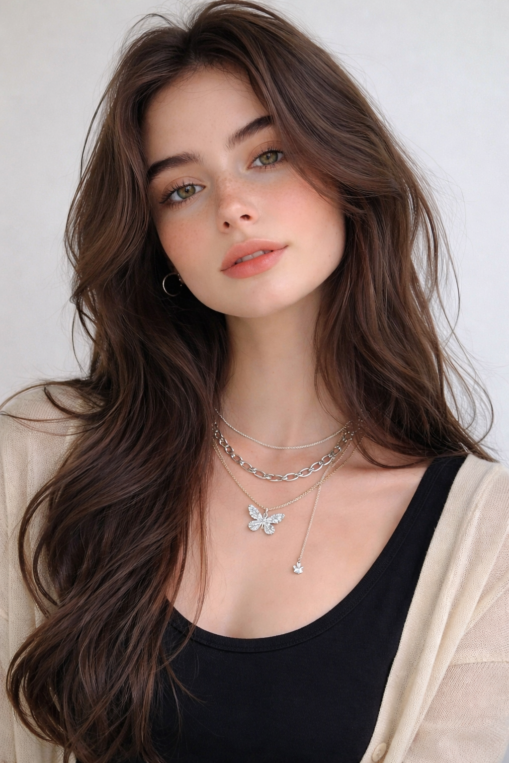 Multi-Layer Kitty & Butterfly Charm Necklace