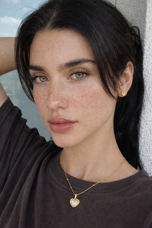 White Heart Pendant Chain