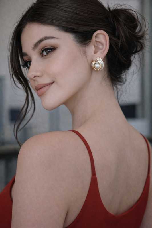 White Sea Shell Pearl Stud