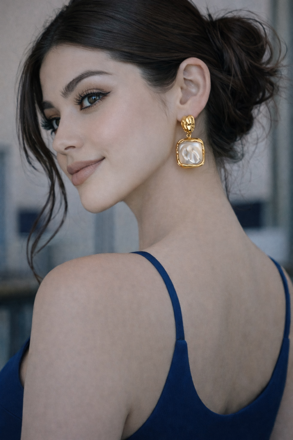 Heavy White Square Statement Earrings