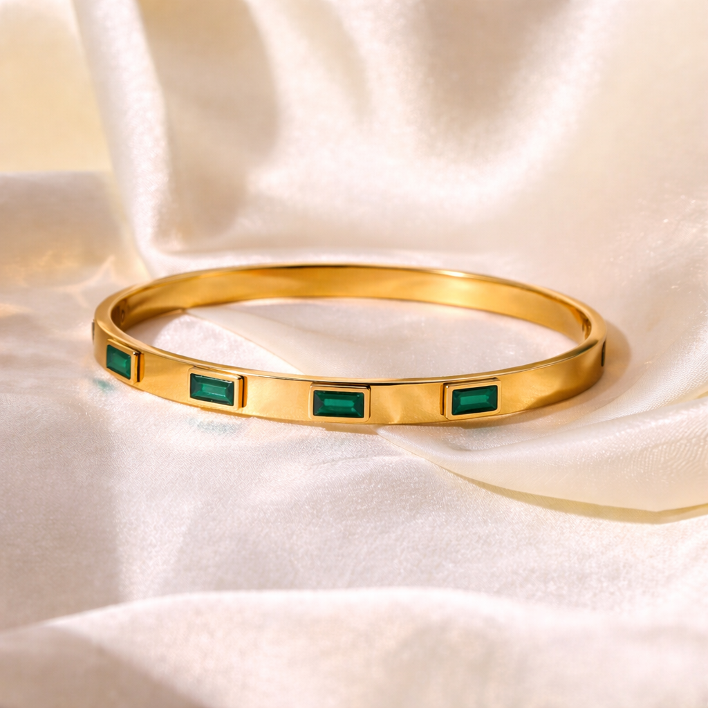 Green Emerald Style Stone Studded Bracelet