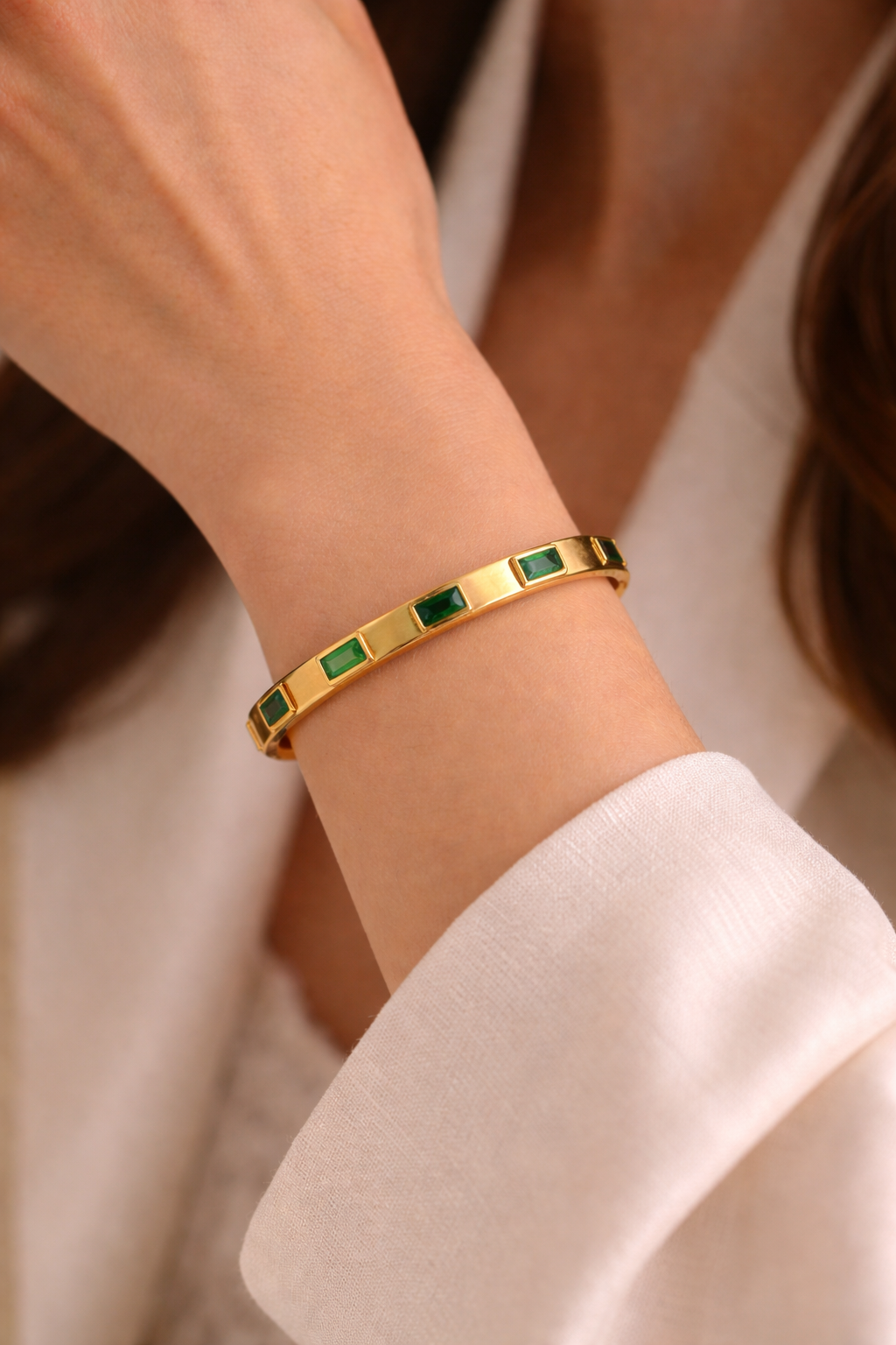 Green Emerald Style Stone Studded Bracelet