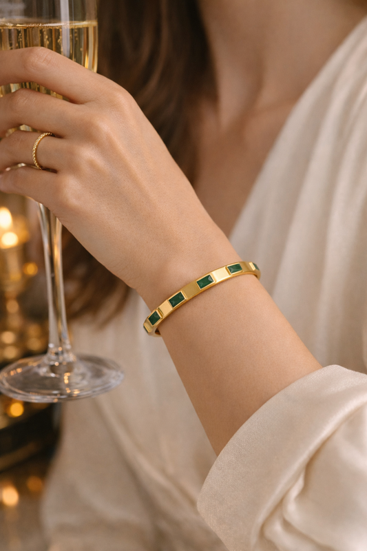 Green Emerald Style Stone Studded Bracelet