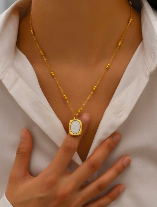 Rose Gold Glass Pendant Necklace