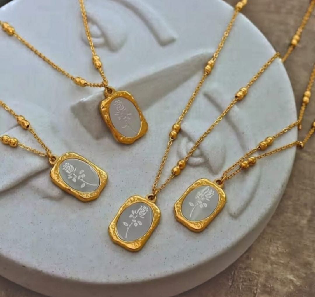 Rose Gold Glass Pendant Necklace