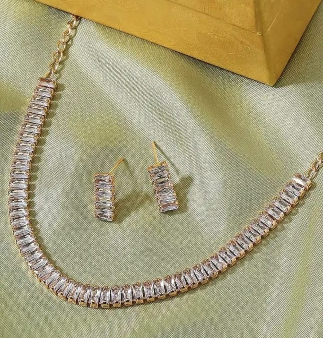 Rose Gold Plated American Diamond Studded Jewellery Set